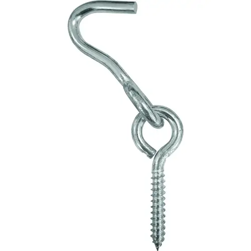 Hammock Hook, 1-1/4 in Opening, Steel, Silver, Zinc