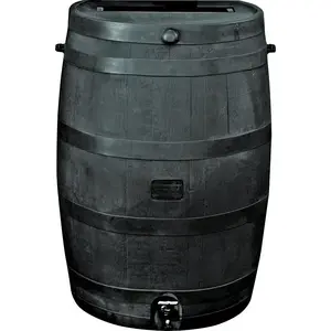 RTS 551000300A8000 Rain Barrel, 50 gal Capacity, Plastic, Black