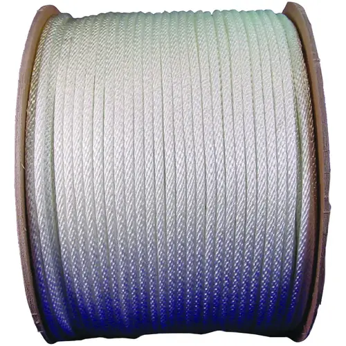 10096 Rope, 3/16 in Dia, 1000 ft L, 44 lb Working Load, Nylon, White