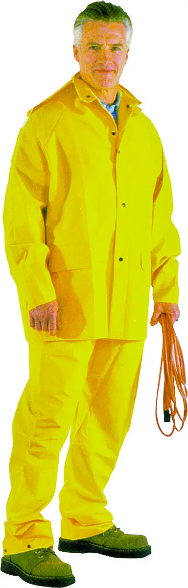 Diamondback Rain Suit M 28-1/2 in Inseam Polyester/PVC Yellow Comfortable Corduroy Collar SRS3/111-M Diamondback Rain Suit M 28-1/2 in Inseam Polyester/PVC Yellow Comfortable Corduroy Collar SRS3/111-M