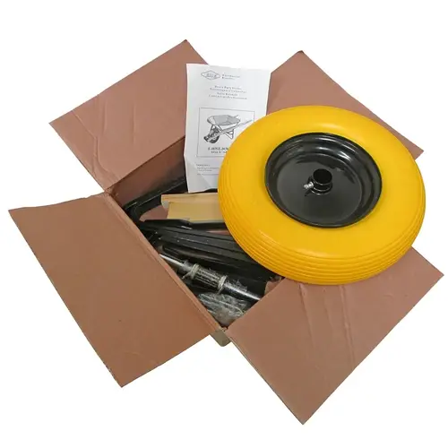 E-1038 Contractor Wheelbarrow, 6 cu-ft Volume, Polyurethane, 1-Wheel, Flat-Free Wheel, 15.25 in Dia x 4 in W Wheel Red