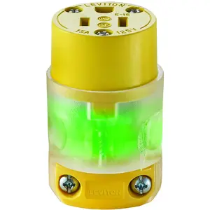 Leviton R50-515CV-LIT Electrical Connector, 2 -Pole, 15 A, 125 V, NEMA: NEMA 5-15R, Transparent Yellow