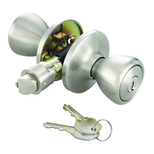 ProSource Entry Knob, Brass, Stainless Steel