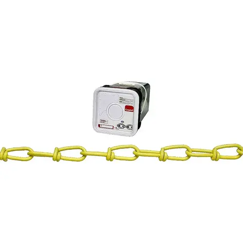 Loop Chain, #2/0, 200 ft L, 255 lb Working Load, Low Carbon Steel, Yellow Poly-Coated