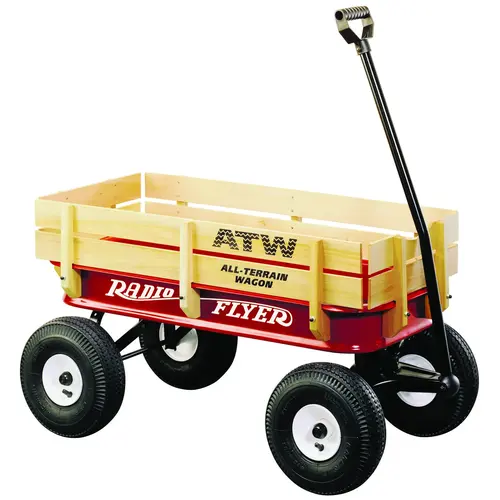 Terrain Wagon, 200 lb Capacity, Steel/Wood, Red, Pneumatic Wheel Terrain Wagon, 200 lb Capacity, Steel/Wood, Red, Pneumatic Wheel