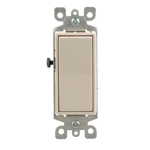Rocker Switch with Ground Screw, 15 A, 120/277 V, SPST, Lead Wire Terminal, Light Almond Rocker Switch with Ground Screw, 15 A, 120/277 V, SPST, Lead Wire Terminal, Light Almond