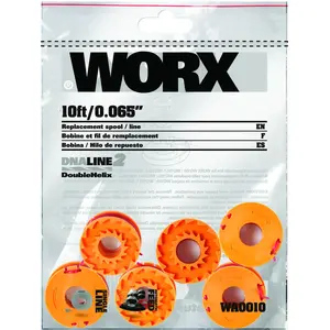 Worx WA0010 Trimmer Spool, 0.065 in Dia, 10 ft L, Plastic, Orange - pack of 6