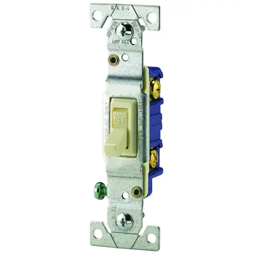 Toggle Switch, 15 A, 120 V, Polycarbonate Housing Material, Ivory - pack of 10 Toggle Switch, 15 A, 120 V, Polycarbonate Housing Material, Ivory - pack of 10