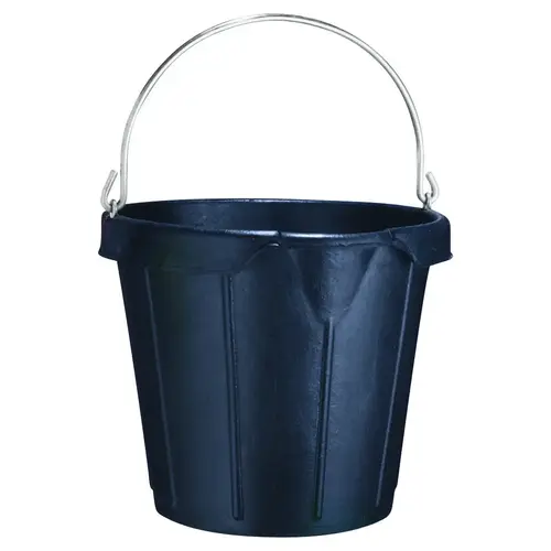 Rubber Pail, 18 qt Volume, Rubber, Black