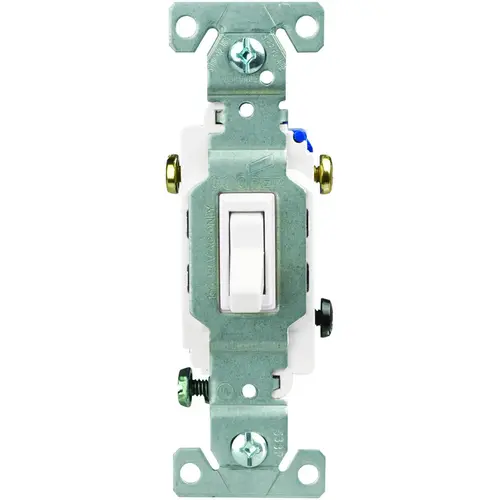 Toggle Switch, 15 A, 120 V, 3 -Position, Lead Wire Terminal, White Toggle Switch, 15 A, 120 V, 3 -Position, Lead Wire Terminal, White