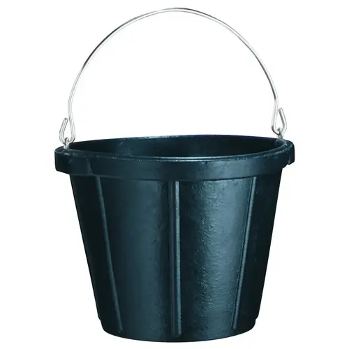 Rubber Pail, 10 qt Volume, Rubber, Black