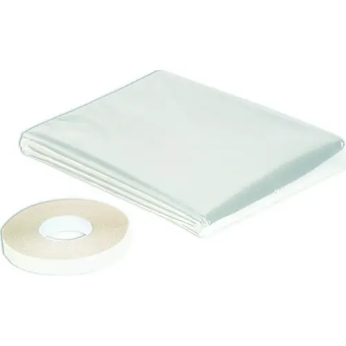 Insulating Shrink Film, 64 in W, 0.6 mil Thick, 210 in L, Vinyl, Clear