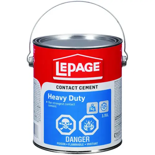 Heavy-Duty Contact Cement, Liquid, Solvent, Tan/Yellow, 3.78 L Can Heavy-Duty Contact Cement, Liquid, Solvent, Tan/Yellow, 3.78 L Can