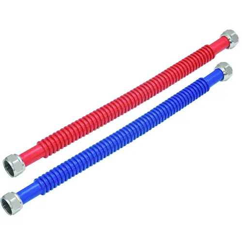 WaterFlex Series Corrugated Flexible Water Heater Connector, 3/4 in, FIP, Stainless Steel, 24 in L Blue/Red - pack of 2