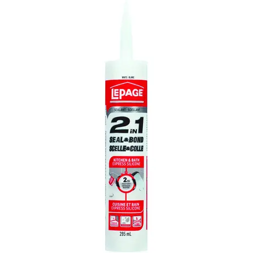 SEAL & BOND Kitchen and Bath Sealant, White, 40 to 120 deg F, 295 mL Cartridge