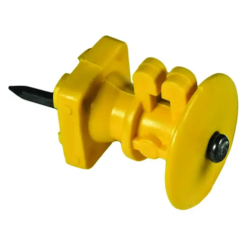 Wood Post Knob Insulator, 9 to 22 ga Fence Wire, Aluminum/Polywire/Steel, Polyethylene, Yellow - pack of 25