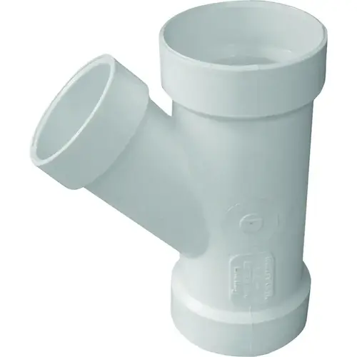 Reducing Pipe Wye, 3 x 3 x 2 in, Hub, PVC, White, SCH 40 Schedule Reducing Pipe Wye, 3 x 3 x 2 in, Hub, PVC, White, SCH 40 Schedule