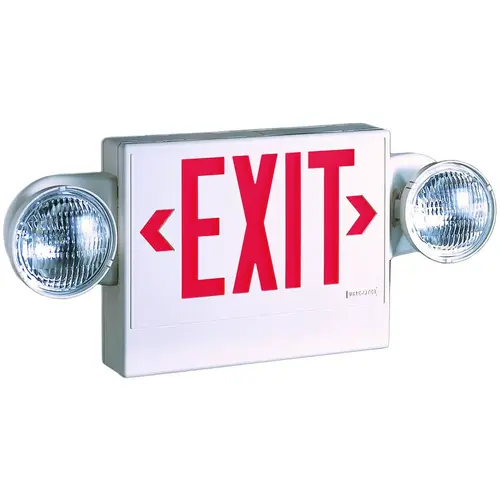 LPXC Series Emergency Light Exit Sign Combo, 19-3/4 in OAW, 7-1/2 in OAH, 120/277 V, 0.98 W, Red