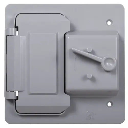 Weatherproof Toggle Cover, 4-3/4 in L, 2 in W, 2 -Gang, Polycarbonate, Gray Weatherproof Toggle Cover, 4-3/4 in L, 2 in W, 2 -Gang, Polycarbonate, Gray