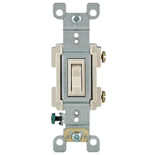 RS115-TCP Framed Toggle Switch, 15 A, 120 VAC, Push-In, Side Wire Terminal, Thermoplastic Housing Material Light Almond RS115-TCP Framed Toggle Switch, 15 A, 120 VAC, Push-In, Side Wire Terminal, Thermoplastic Housing Material Light Almond