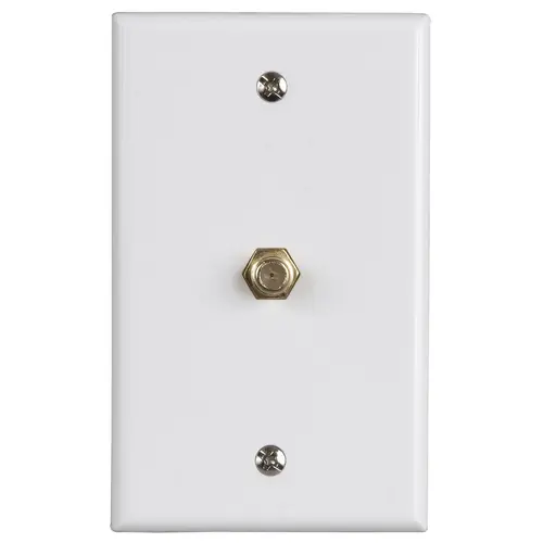 Video Wall Plate Flush Mount with F-81 Connector - White Video Wall Plate Flush Mount with F-81 Connector - White