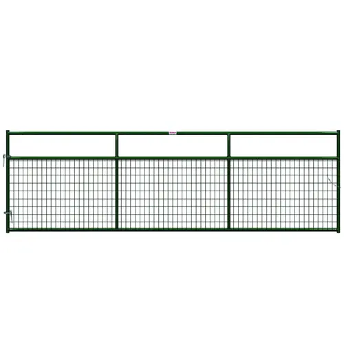 Wire-Filled Gate, 168 in W Gate, 50 in H Gate, 6 ga Mesh Wire, 2 x 4 in Mesh, Green