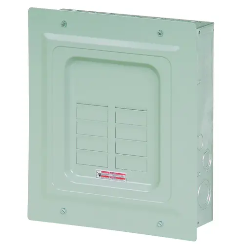 BR Load Center, 125 A, 8 -Space, 16 -Circuit, Main Lug, NEMA 1 Enclosure, Flush Mounting Light Gray BR Load Center, 125 A, 8 -Space, 16 -Circuit, Main Lug, NEMA 1 Enclosure, Flush Mounting Light Gray