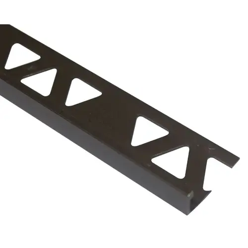 Flat Tile Edge, 8 ft L, 3/8 in W, Aluminum, Satin Antique Bronze