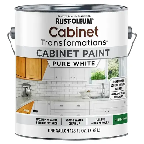 Cabinet Paint, Semi-Gloss, Pure White, 1 gal Cabinet Paint, Semi-Gloss, Pure White, 1 gal
