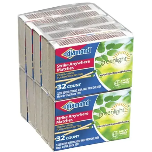 Greenlight Strike Anywhere Fire Matches, 32-Stick, Aspen Wood Stick - pack of 240