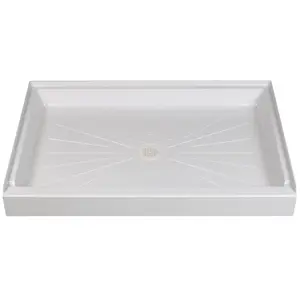 DURABASE 3248M Shower Base, 32 in L, 48 in W, 5-1/2 in H, Fiberglass, White