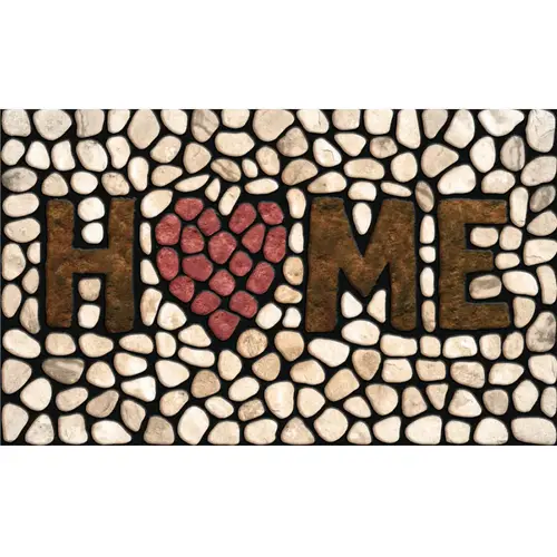 Masterpiece Door Mat, 30 in L, 18 in W, Home Stone Pattern, Flocked Fiber Surface, Green