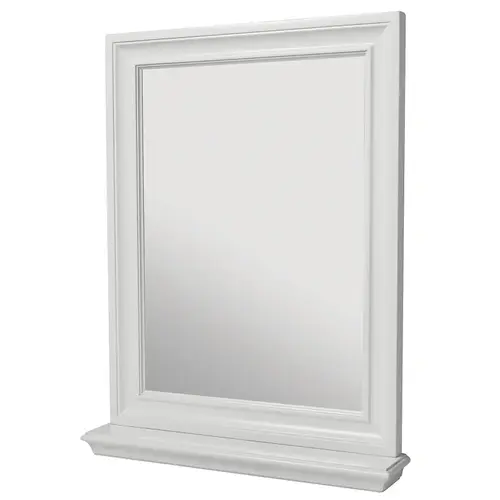Cherie Series Framed Mirror, Rectangular, 24 in W, 30 in H, Wood Frame, White Frame, Wall Mounting