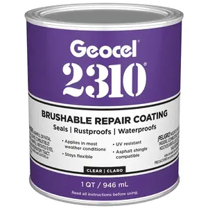 GEOCEL GC65200 2310 Series Brushable Repair Coating, Liquid, Crystal Clear, 1 qt, Can