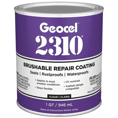2310 Series Brushable Repair Coating, Liquid, Crystal Clear, 1 qt, Can