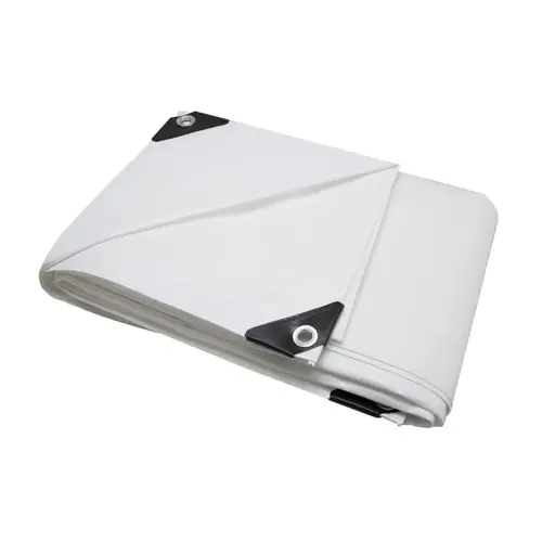 Tarp, 24 ft L, 12 ft W, 10 mil Thick, Plastic, White