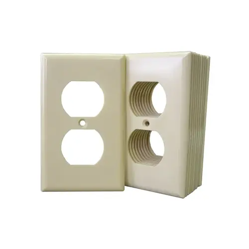 Receptacle Wallplate, 4-1/2 in L, 2-3/4 in W, 1 -Gang, Thermoset, Ivory, High-Gloss - pack of 10