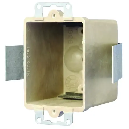 Switch/Outlet Box, 1 -Gang, 2 -Outlet, 4 -Knockout, Fiberglass/Polyester, Off-White Switch/Outlet Box, 1 -Gang, 2 -Outlet, 4 -Knockout, Fiberglass/Polyester, Off-White