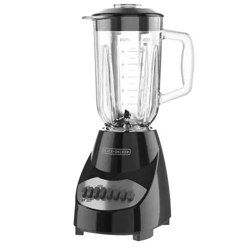 Countertop Blender, 40 oz Bowl, 550 W, 10-Speed, Plastic, Black, Glass Bowl