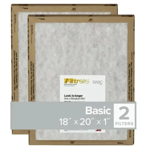 Flat Panel Air Filter, 20 in L, 18 in W, 2 MERV, For: Air Conditioner, Furnace and HVAC System - pack of 48