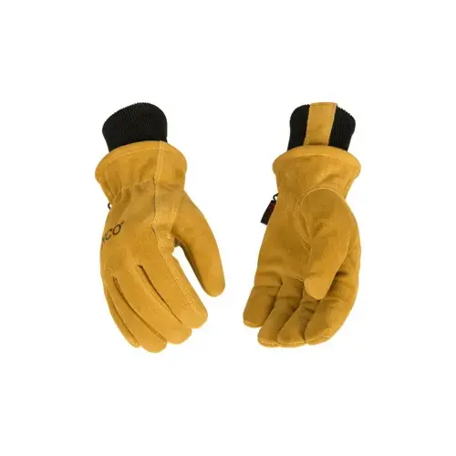 Driver Gloves, Men's, M, Keystone Thumb, Knit Wrist Cuff, Cowhide Leather, Gold Pair Driver Gloves, Men's, M, Keystone Thumb, Knit Wrist Cuff, Cowhide Leather, Gold Pair