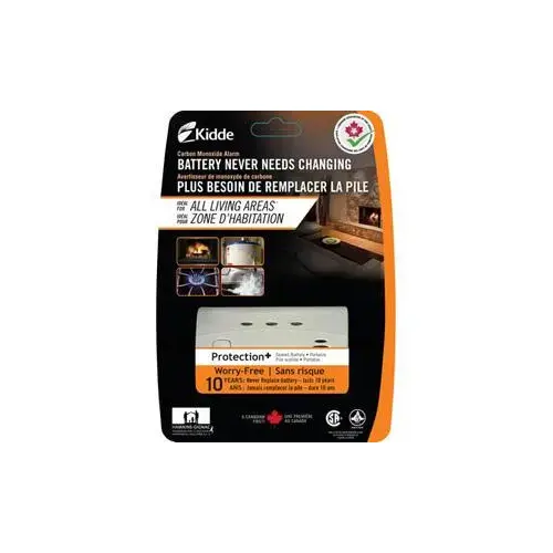 Carbon Monoxide Alarm, 10 ft, 4 to 15 min 400 ppm Response, LED Display, 85 dB, Alarm: Audio Carbon Monoxide Alarm, 10 ft, 4 to 15 min 400 ppm Response, LED Display, 85 dB, Alarm: Audio