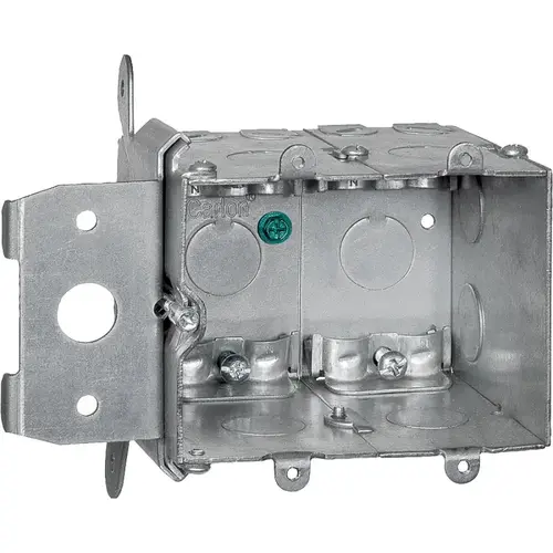 Adjustable Wall Box, 1 -Outlet, 1 -Gang, 8 -Knockout, 1/2 in Knockout, Steel, Silver