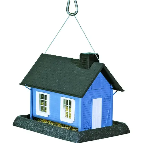 9065 Wild Bird Feeder, Cottage, 8 lb, Plastic, Blue/Gray, 11-1/2 in H, Pole Mounting
