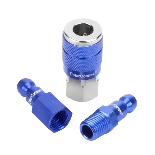 Coupler and Plug Kit, Automotive Interchange, Aluminum/Steel, Blue Coupler and Plug Kit, Automotive Interchange, Aluminum/Steel, Blue