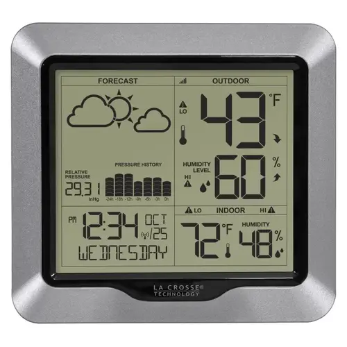 Weather Station, Battery, 32 to 99 deg F, 10 to 99 % Humidity Range, LCD Display Weather Station, Battery, 32 to 99 deg F, 10 to 99 % Humidity Range, LCD Display