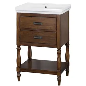 CRAFT + MAIN CHNVT2435 Cherie Series Vanity Combo, 22-1/8 in W Cabinet, 16-3/4 in D Cabinet, 32-5/8 in H Cabinet Dark Walnut