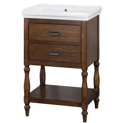 Cherie Series Vanity Combo, 22-1/8 in W Cabinet, 16-3/4 in D Cabinet, 32-5/8 in H Cabinet Dark Walnut Cherie Series Vanity Combo, 22-1/8 in W Cabinet, 16-3/4 in D Cabinet, 32-5/8 in H Cabinet Dark Walnut