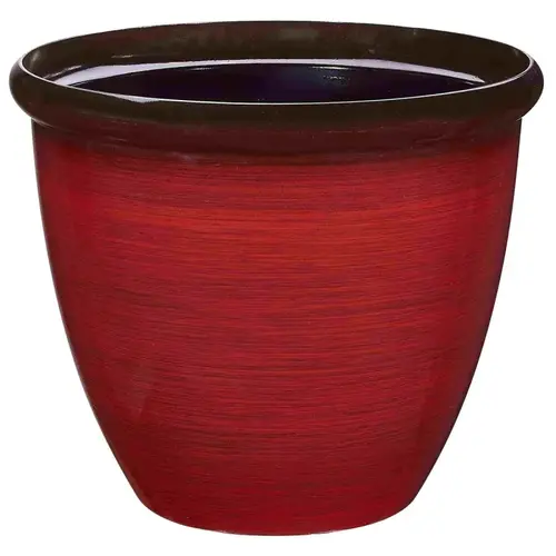Planter, 15 in Dia, Round, Resin, Red Brushed Finish - pack of 6 Planter, 15 in Dia, Round, Resin, Red Brushed Finish - pack of 6