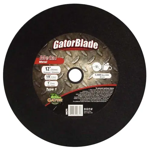Cut-Off Wheel, 12 in Dia, 1/8 in Thick, 1 in Arbor Cut-Off Wheel, 12 in Dia, 1/8 in Thick, 1 in Arbor